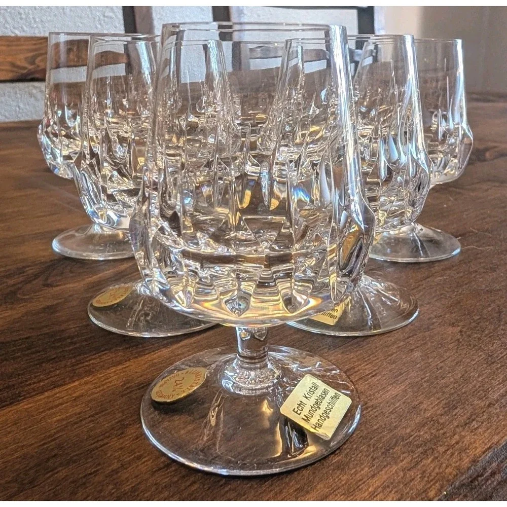 Vintage Bavaria Germany 24% Lead Crystal Mini Brandy Snifters Cordial Set of 6